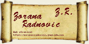 Zorana Radnović vizit kartica